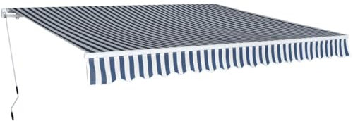 vidaXL Gelenkarmmarkise 400cm Blau/Weiß Markise Sonnenschutz Terrasse Balkon