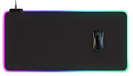CALISTOUK Large RGB Gaming Mouse Pad with 14 Light Modes Anti-Slip Rubber Base Big USB Mouse Pad Thick Luminous Led Desk Gaming Keyboard Mat for Home Office 700x300x4MM