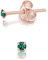 Orecchini Smeraldo Verde - Orecchini Punto Luce Argento 925 Placcati Oro Rosa con Brillantino di Cristallo 2 mm - Orecchini Verdi Donna - Orecchini Piccoli Oro Rosa