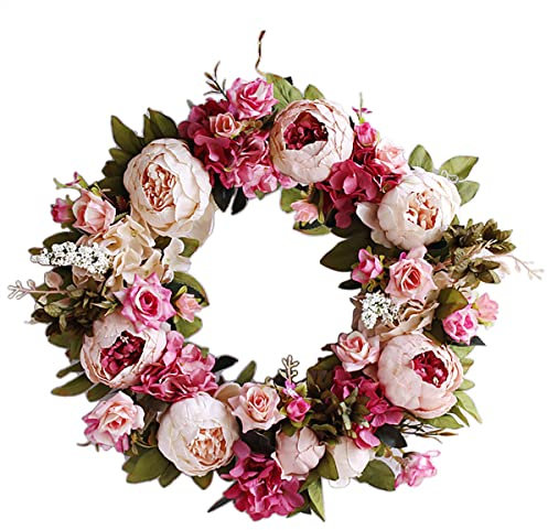 TianBao - Ghirlanda artificiale per porta d'ingresso, quattro stagioni, per interni ed esterni, ghirlanda floreale per porta, per matrimoni, compleanni, soggiorno, decorazione