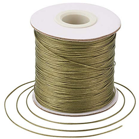 Craftdady Geflochtene, gewachste Schnur, 0,5 mm, Kunstleder, Polyester, gewachst, für selbstgemachte Halsketten, Armbänder, Schmuckherstellung, 180 m, Dunkelkhaki