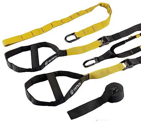 THYSOL Xtreme Sangles d'entraînement en suspension | Jaune | Set avec ancrage réglable | Fitness à la maison - Convient pour les voyages et l'entraînement en intérieur et en extérieur