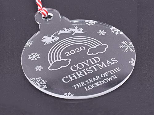 OriginDesigned Covid Christmas 2020 Kugel, The Year of the Lockdown – Weihnachtsbaumschmuck, Andenkenkugel, klares Acryl