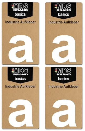 Basics von MDS Brand, 10cm Buchstaben Aufkleber, 4 Stück, Glänzend, Buchstaben zum aufkleben, Wetterfest klebebuchstaben (a, Weiss)