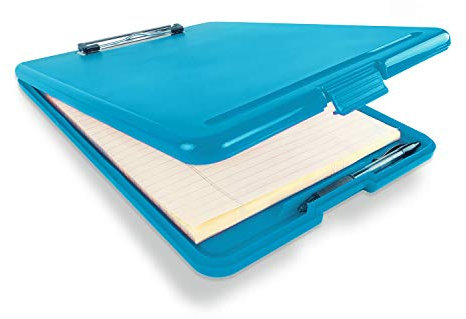 Klemmbrett mit Aufbewahrung, schmal, zusammenklappbar, für Krankenpflege, Lehrer, Trainer und Büro, Kunststoff, robust, mit Stifthalter (24,1 x 34,3 cm) (blau)