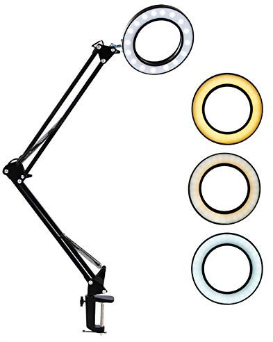 Led gebogenen Arm Lupe Reparaturlampe USB Tattoo und Tattoo Clip Schreibtischlampe 6,3-Zoll-Lampenhalter 8-fache Vergrößerung schwarzer Körper