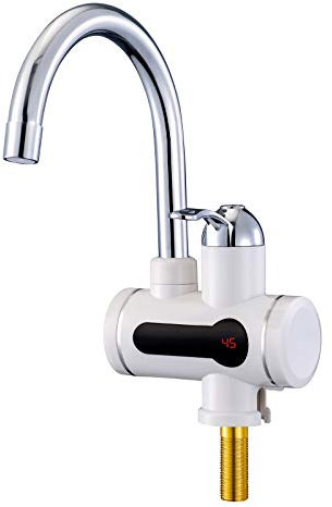 MAUK Armatur digitaler Wasserhahn | elektrischer Durchlauferhitzer mit LED Temperaturanzeige | drehbar