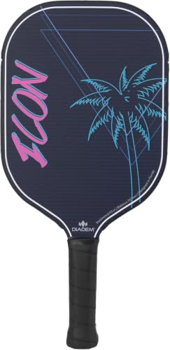 Diadem ICON Performance Pickleball-Paddel (Miami-Schraubstock, mittelgroß, 227 g) | Graphit-Kohlefaser, Wabenkern, Fiberglas-Gesicht, Ultra-schlanker Kantenschutz, drehfreundlich, für drinnen und