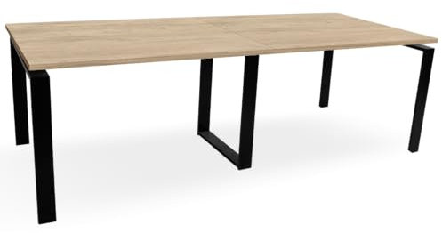 OFILIKE. Mesa de Reuniones, Mesa de Conferencias. Estructura Metálica Abierta en Negro. 300x120 cm. (Roble)