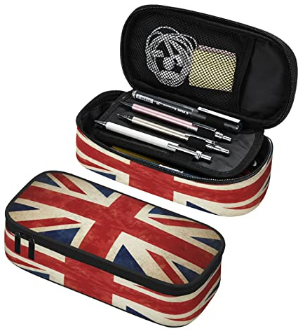 Large Capacity Pencil Case Organizer Britain England Uk Flag Zipper Pencil Pouch Bag For Girls Boys Teens Adults School Office Storage Bag Pencil Holder Students Stationery Bag Makeup Bag