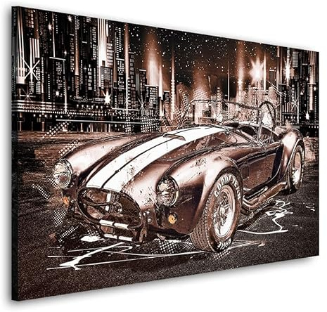 Kunstgestalten24 Leinwandbild Wandbild Auto AC Cobra Retro City Style Kunstdruck Raum- u. Wanddekoration Übergrößen