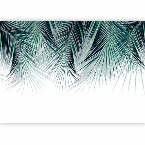 murando - Papier peint panoramique nature 350x256 cm - Revêtement mural décoration pour chambre salon - Design moderne - Blanc gris - Tropical vacances nature feuilles palmiers b-A-10317-a-c