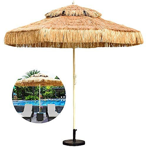 ATAAY Parapluie de chaume à Double Toit pour Cour extérieure Parasol de Balcon extérieur Protection Solaire Parapluie de Plage Rond imperméable anticorrosion Consommateur et Commercial