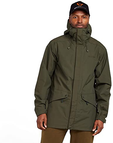 WESTLAKE Men's Waterproof Jacket with Adjustable Hood, Zipped Pockets and Taped Seams, Breathable & Durable Coat for Fishing & Angling (UK, Alpha, M, Regular, Regular, Green)