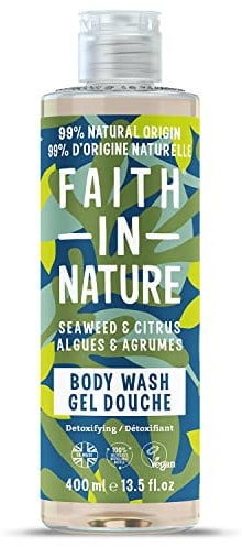 Faith In Nature Natürliches Seetang- und Zitrusbaum-Duschgel, Entgiftend, Vegan und Frei von Tierversuchen, Ohne SLS Oder Parabene, 400ml