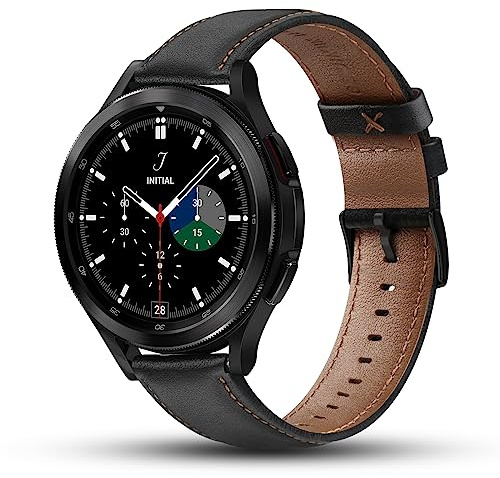 Tuocal 22mm Lederarmband Kompatibel mit Samsung Galaxy Watch 3 Armband Galaxy Watch 46mm Leder Armband, Echtes Leder Ersatzarmband für Huawei Watch GT 3 46mm / 3 Pro/GT 2, Gear S3, Schwarz
