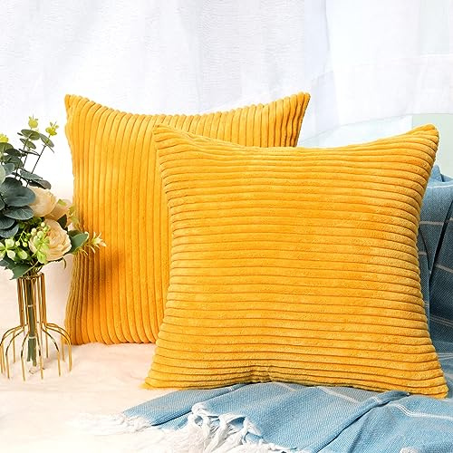 CALIYO Kissenhülle Kord Uni 2er Set, Kissenbezug 45x45 Kissenbezüge für Zierkissen Dekokissen Sofakissen Couchkissen in vielen Farben.