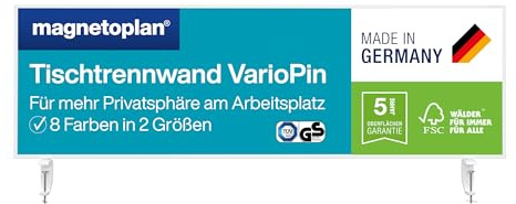 magnetoplan Tischtrennwand VarioPin, Filz Türkis | BxH 1600 x 500 mm | Akustik Trennwand + Schreibtisch Trennwand für Büro + Klassenzimmer | Ideal für Team-Arbeitsplätze + Open Space-Büro-Bürokonzepte