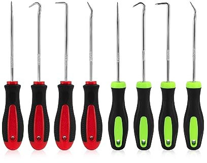8 Stück Precision Pick und Haken Set, O-Ring Dichtung Demontage Werkzeug, Schaft aus Chrom-Vanadium-Stahl, Universal Nadel Haken Schaber Set, Für Demontage Montage Öldichtung
