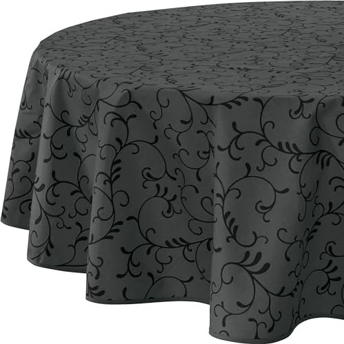 Erwin Müller Tischdecke Essen abwaschbar Graphit Größe oval: 140x190 cm
