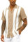 Mens Vintage Bowling Shirt Cotton Linen Beach Shirts Short Sleeve Striped Button Down Summer Tops Hawaiian Shirts Beige XL
