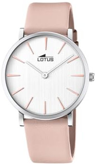 LOTUS Montre pour femme 18776/4 Outlet avec boîtier en acier inoxydable 316l argenté et bracelet en cuir rose, argent métallique