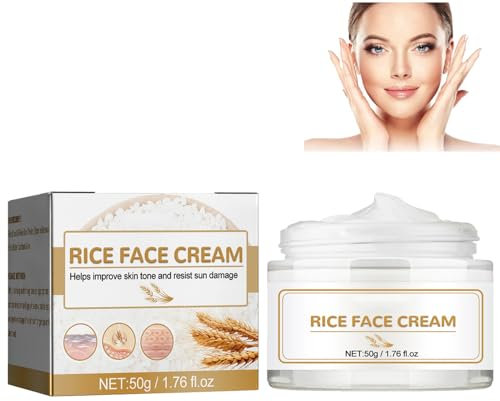 KOAHDE Weißes Reis Gesichtscreme,Reis-Feuchtigkeitscreme für das Gesicht,Reis Aufhellung Gesichtscreme,Reis Feuchtigkeit Creme,Anti-Aging Gesichtscreme,Reis Feuchtigkeitsspendend Gesichtscreme,50G