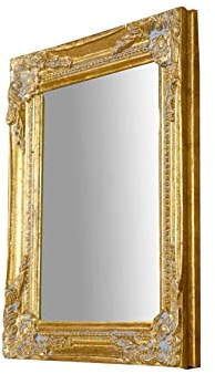 Biscottini Specchio vintage da parete L28xPR5xH32,5 cm Made in Italy - Specchio shabby bianco anticato - Specchiera bagno a muro - Specchio da parete