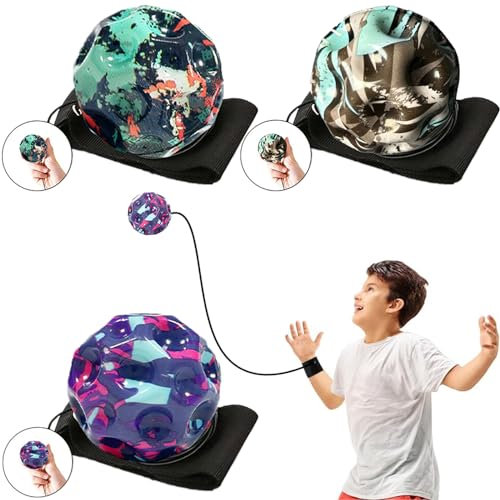 Yueser Jump Ball, 3Pcs Jump Ball Original mit Seil Moon Ball Mondball Hüpfball Moonball Springball für Kinder Galaxy Astroball Hohe Elastizität Jumping Ball for Kids Haustiere Outdoor Aktivitäten