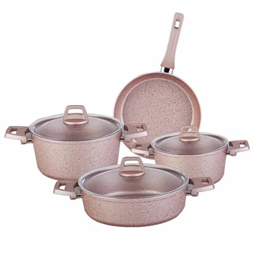 FEIGUO Juego de Utensilios de Cocina de 7 Piezas, Suministros de Cocina de Color Rosa, práctico sartén Antiadherente, Utensilios de Cocina