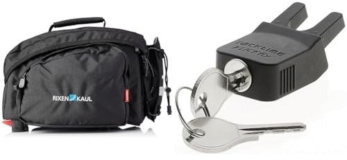 KlickFix Farradtasche Rackpack 1 für Racktime Gepäckträgertasche, Schwarz, 35 x 28 x 22 cm & 0209RS Unisex-Adult Steckschloss für Racktime Zubehör, schwarz, Einheitsgröße