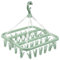 hautllaif Clothes Drying Hanger with 32 Clips, Foldable Design Multi-Functional Sock Dryer and Rotary Wind-sock hanger for washing line, Ideal Hanger for Socks, Underwear, Bras, Baby Clothes (Green)