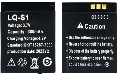 LQ S1 Batterie per Smart Watch, 2 pezzi, 380 mAh, 3,7 V, compatibili con Smart Watch DZ09 W8 Q18