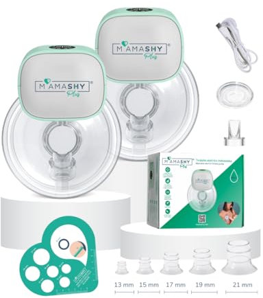 MAMASHY PLUS KIT BIS - Set aus Zwei Milchpumpe Elektrisch, Elektrische Milchpumpe Freihändig Tragbar, Gleichzeitiges Abpumpen, Ergonomisch und Leise aus Weichem Silikon, BPA-frei, Stillen Neugeborene