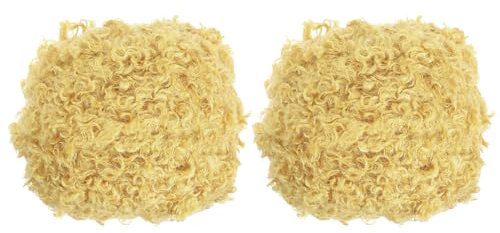 PATIKIL 33yds Filato Soffice, 2 Gomitoli Filato Peloso Filato Finto Pelliccia Uncinetto Morbido Poliestere Peluche Pelliccia Ciglia per Coperta Maglia Tappeto Maglione, Giallo Scuro