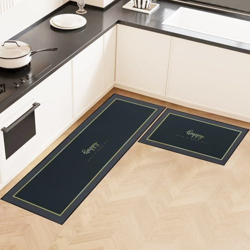 LHHMZ Alfombra de Cocina 2 Piezas Alfombra de Cocina Antideslizante Juegos de alfombras de Cocina Lavables para la Entrada del Pasillo de la Cocina y el Comedor, 40x60cm + 40x120cm