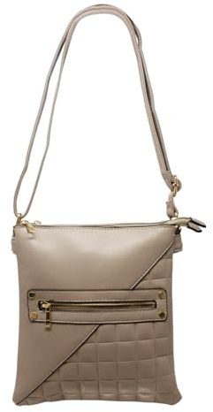 FARKZIQ New Ladies Women Front Flap Shoulder Bag Quilted Crossbody Bag Zipped Multi Pockets Adjustable Strap (Khaki,ZL-2231)