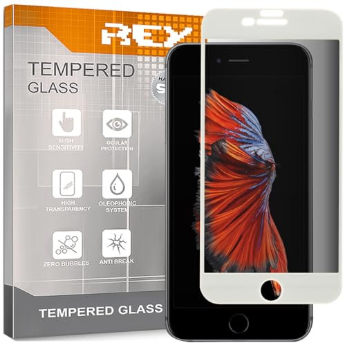 REY Protector de Pantalla Antiespía con Marco Gris Azulado para iPhone 6 Plus - 6s Plus, Cristal Vidrio Templado Premium