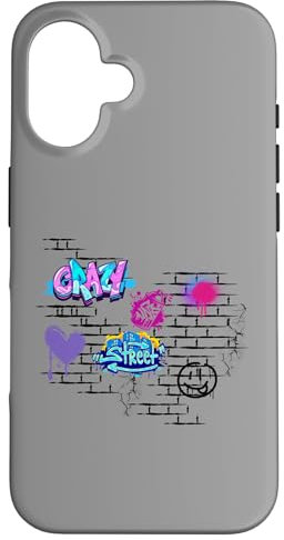 Hülle für iPhone 16 Crazy Street Graffiti Ziegelsteinmauer Design Sprayer