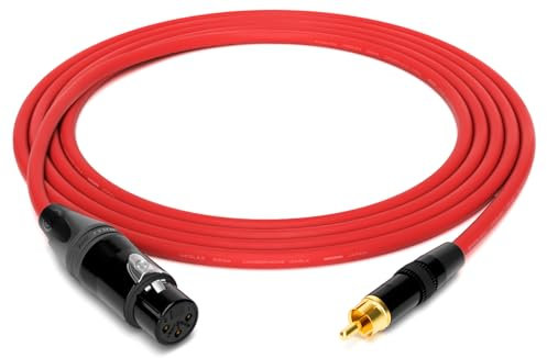 enoaudio Mogami 2534 Quad Professionel Studio Câble | Neutrik Gold XLR femelle – RCA RCA | HiFi, rouge, 10 m