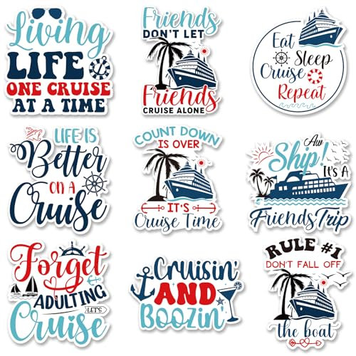 Cosmisun Cruise Door Decorations Magnetic - 9PCS Friends Cruise Door Magnets Funny Sea Navigation Cruise Ship Door Decorations Nautical Magnet Stickers Decals for Carnival Cabin Stateroom Party Decor