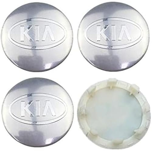 4 Stück Nabendeckel Auto für KIA K3 K5 Rio Sportage Sorento Optima Oprius Forte Soul Ceed Cerato,Langlebig Stabil Radnabenkappen Hochwertiges Radnaben Auto Zubehör,Silver-2-normal