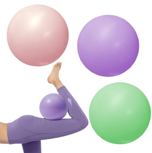 ZXJLWR Gymnastikball, 3 Stück Pilates Ball, Kleinen Übungsbällen Mit Blaspfeifen, Weichen Fitnessbällen, Einem 25Cm Durchmesser Pilatesball, Geeignet Für Zuhause, Büro Und Yoga