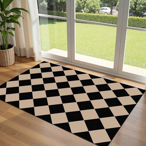 Othilic Teppich für Eingangsbereich, 90 x 150 cm, rutschfest, waschbar, für drinnen und draußen, geometrischer Diamant-Überwurf, Teppich für Wohnzimmer, Schlafzimmer, Eingangsbereich, Küche, Büro