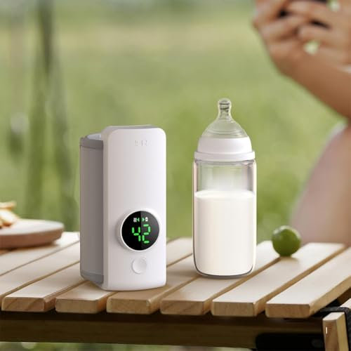 Calentador eléctrico portátil de biberones, ABS de grado alimenticio, con batería de 6000 mAh, para leche materna, alimentos calientes