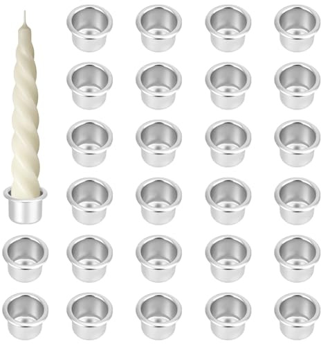 PH PandaHall 40pcs Mini Bougeoirs en Aluminium pour Inserts de Bougies, Bougeoir Tasses en Aluminium Protection Anti Goutte Récipients pour Bougies Décoration de Fête et de Noël, 2cm