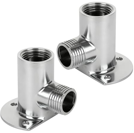 2PCS Shower Bar Valve Fixing Kit, External Pipe Work Wall Mount Backplate Connection Elbows for Exposed Pipe Work Thermostatic Mixer Valve Zinc Alloy Chrome Shower Tap Installation Accessories