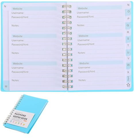 Sosoport Passwortbuch mit Alphabetischen Registern, A6 Spiralbindung, Pp | Papierseiten mit Tintenstopp, für Persönliche Notizen und Geschenk, Schnelle Übersicht Dank Register
