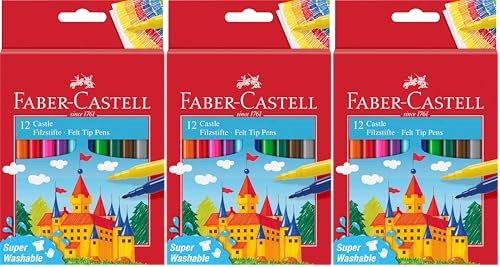 Faber-Castell 554201 - Filzstift Castle, 12er Kartonetui (Packung mit 3)