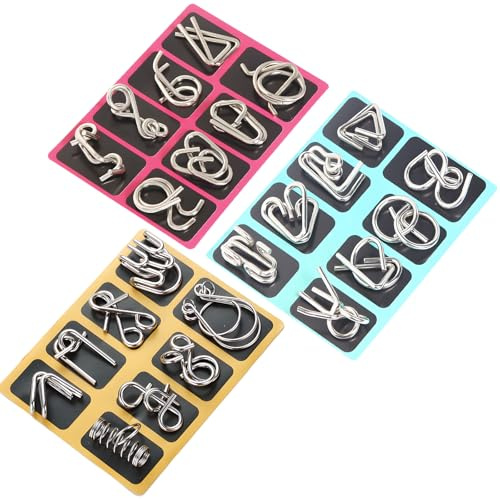 ALONK 24 Stück Knobelspiele Set, 3D Brainteaser Metall Puzzle für Erwachsene und Kinder